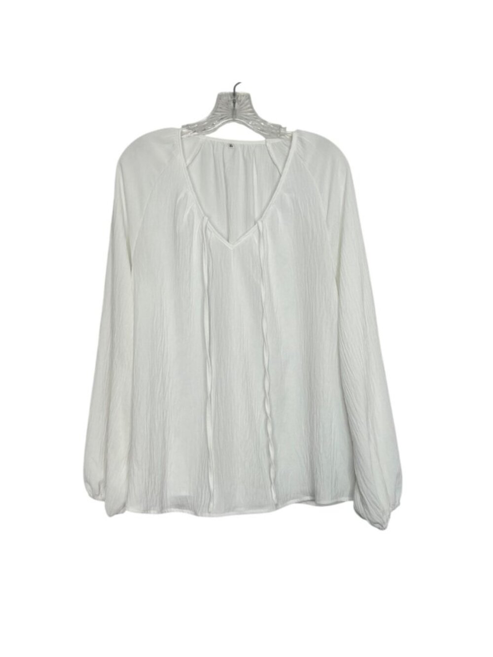 Unbranded Sheer Vneck Long Sleeve Blouse Top XL‎ White New WOT